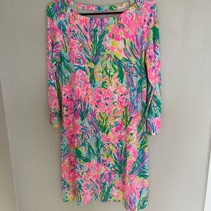 Lilly Pulitzer Vibrant Pink and Green Long Sleeve Dress
